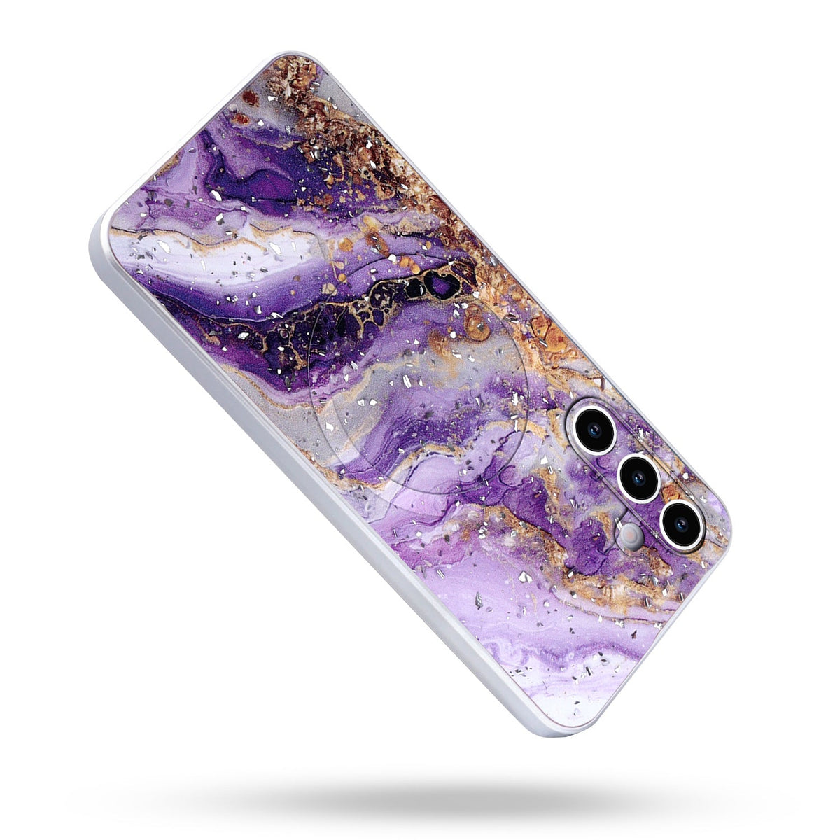 Samsung Galaxy A17 5G Hoesje - Paars - Marmer Glitter MagSafe Back Cover