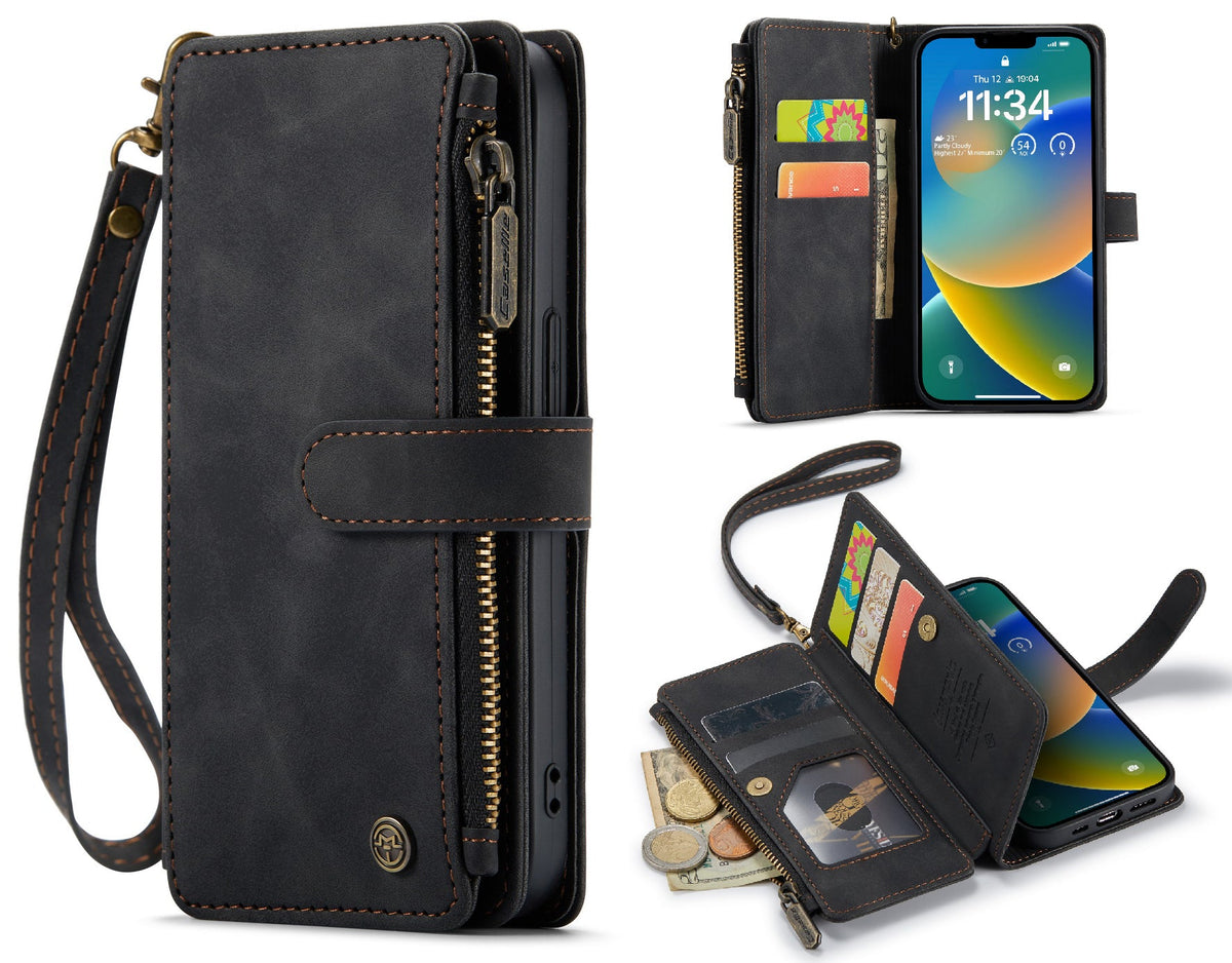Apple iPhone 7 Hoesje - Charcoal Gray - Luxe Bookcase met Rits