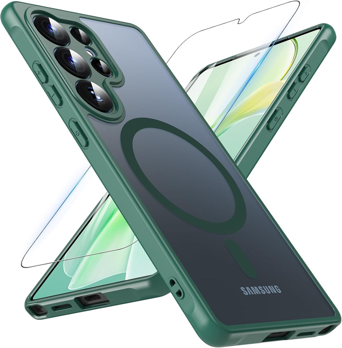 Samsung Galaxy S23 Ultra Hoesje - Groen - Matte Armor MagSafe Back Cover