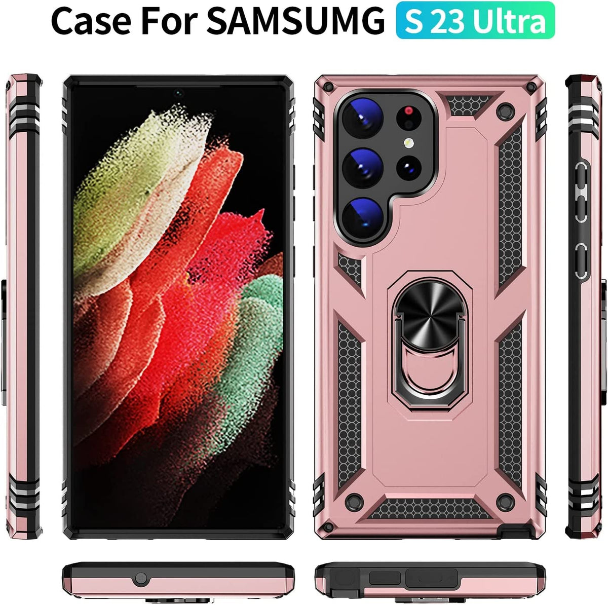 Samsung Galaxy S23 Ultra Hoesje - Grijs - Armor Kickstand Back Cover