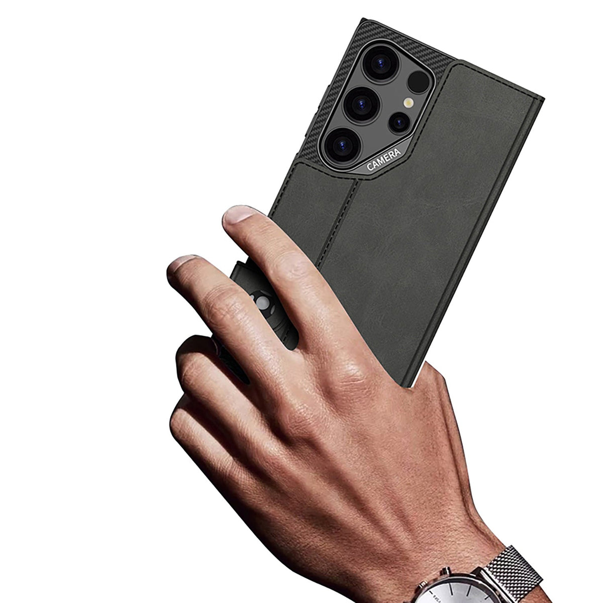 Samsung Galaxy S26 Ultra Hoesje - Carbon - Luxe Kunstlederen Portemonnee Bookcase