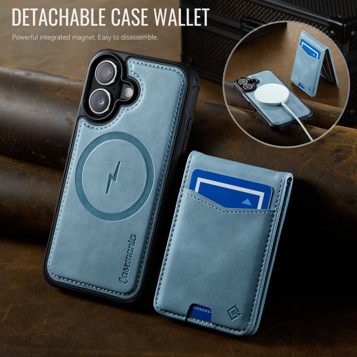 Apple iPhone 16 Hoesje - Aqua Blue - MagSafe Back Cover met Pasjeshouder
