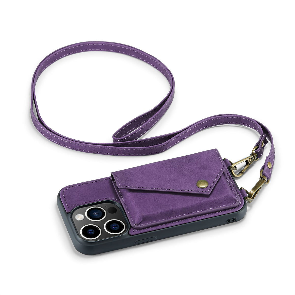 Apple iPhone 15 Pro Hoesje - Dark Purple - Luxe Back Cover met Telefoonkoord