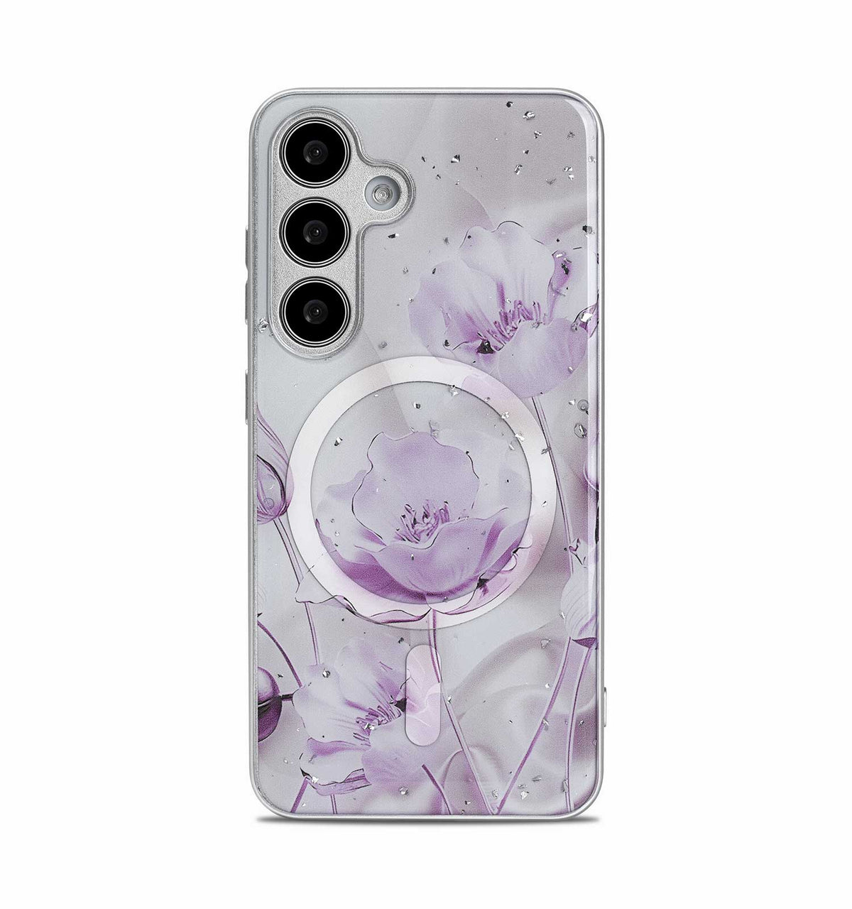 Samsung Galaxy S24 Plus Hoesje - Paars - Siliconen Marmer MagSafe Back Cover