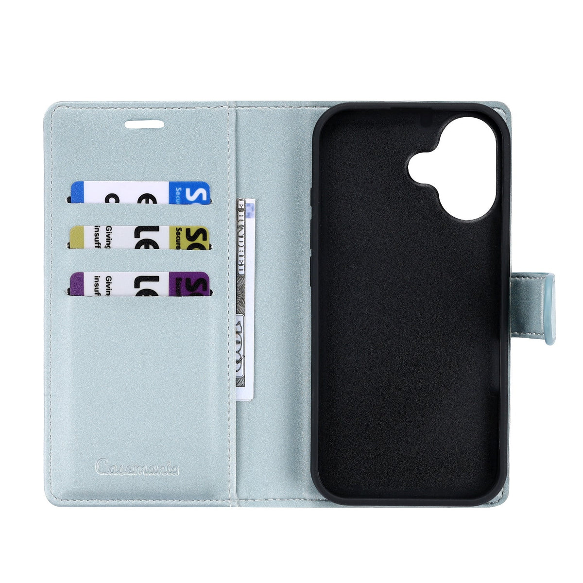 Apple iPhone 17 Hoesje - Baby Blue - 2 in 1 Velvet Bookcase