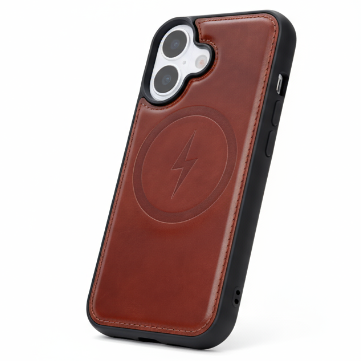 Apple iPhone 17 Case - Burgundy Red - Genuine Leather MagSafe Back Cover