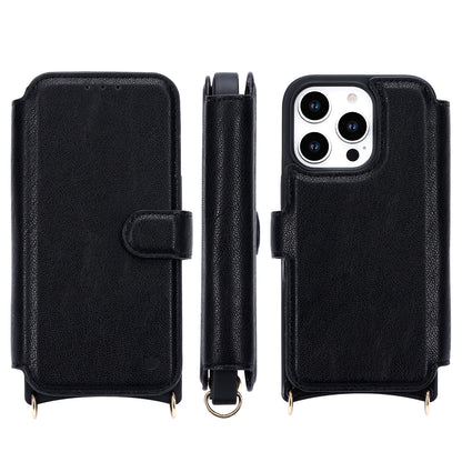 Apple iPhone 16 Pro Max Hoesje - Zwart - 'Amsterdam' Magnetische Wallet Case met Pasjeshouders en