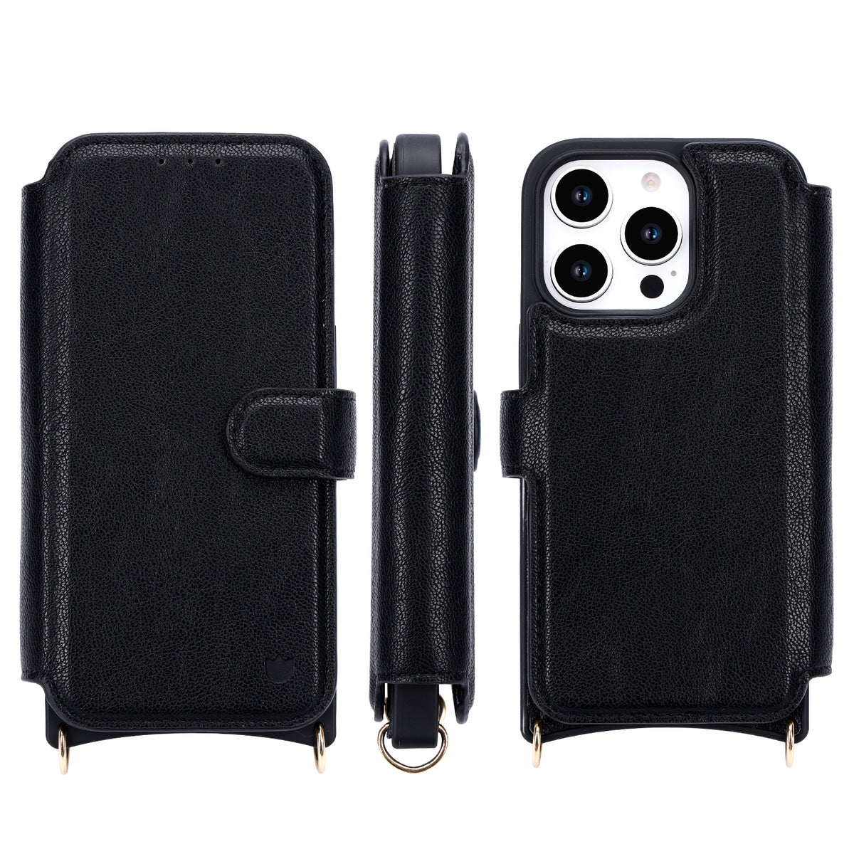 Apple iPhone 16 Pro Hoesje - Zwart - 'Amsterdam' Magnetische Wallet Case met Pasjeshouders en