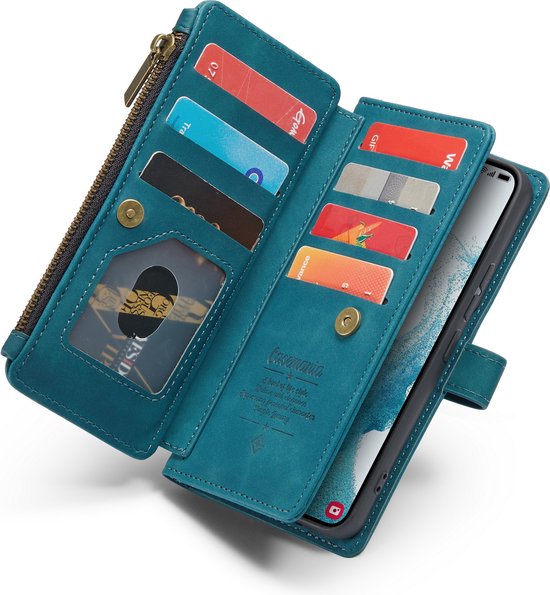 Samsung Galaxy S23 Plus Hoesje - Emerald Green - Extra Stevige Luxe Bookcase met Rits en Vakken