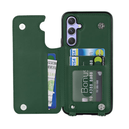 Samsung Galaxy A15 Hoesje - Groen - Luxe Back Cover met Telefoonkoord en Rits