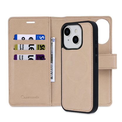 Apple iPhone 13 Case - Soft Beige - 2-in-1 Faux Leather Wallet Case