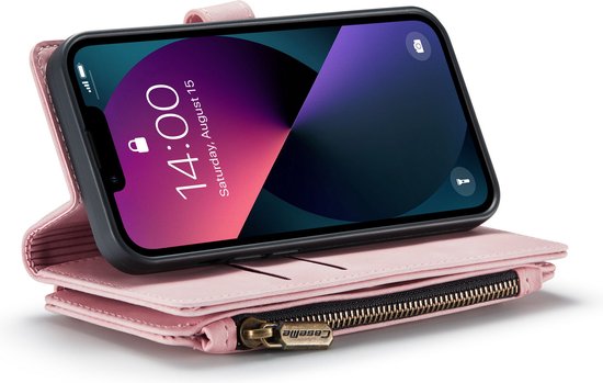 Apple iPhone 13 Mini Hoesje - Pale Pink - Luxe Bookcase met Rits