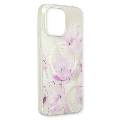 Apple iPhone 15 Hoesje - Paars - Siliconen Marmer MagSafe Back Cover