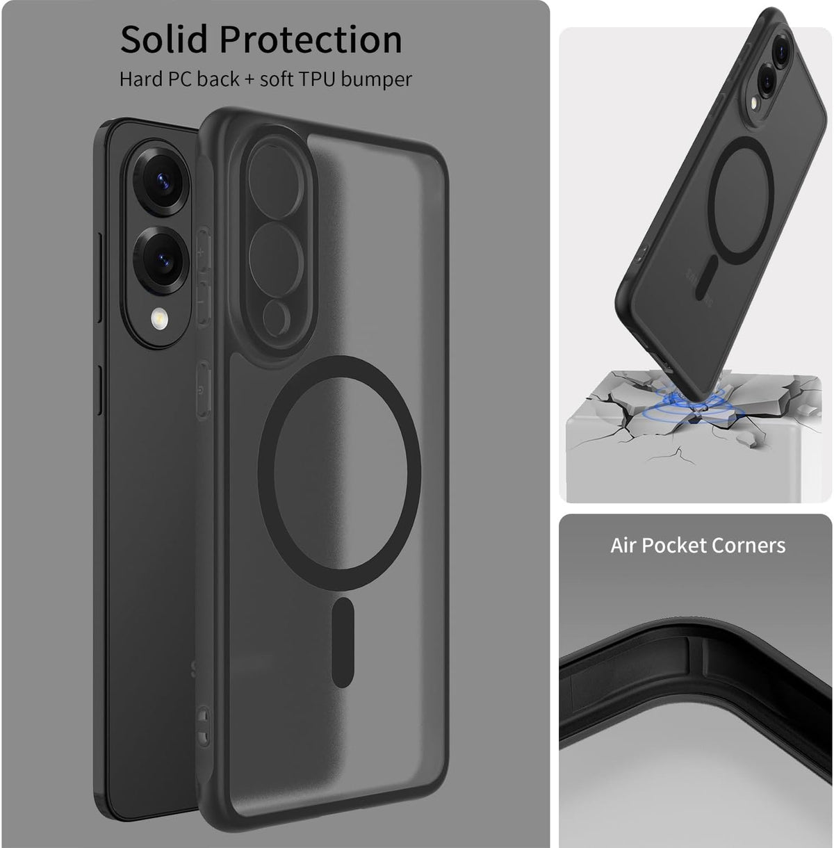 Samsung Galaxy S25 Edge Hoesje - Zwart - Matte Armor MagSafe Back Cover