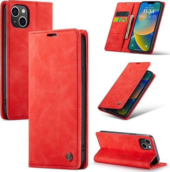 Apple iPhone 14 Plus Hoesje - Crimson Red - Dunne Bookcase