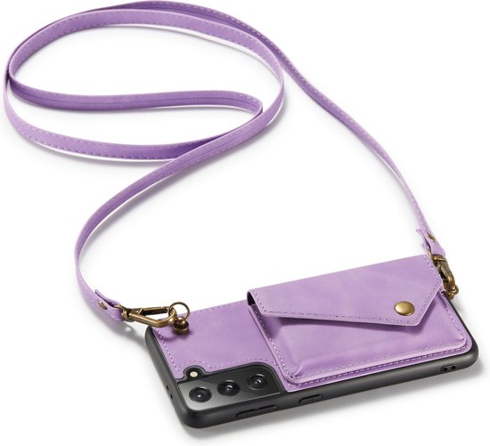 Samsung Galaxy S21 Hoesje - Paars - Luxe Back Cover met Telefoonkoord