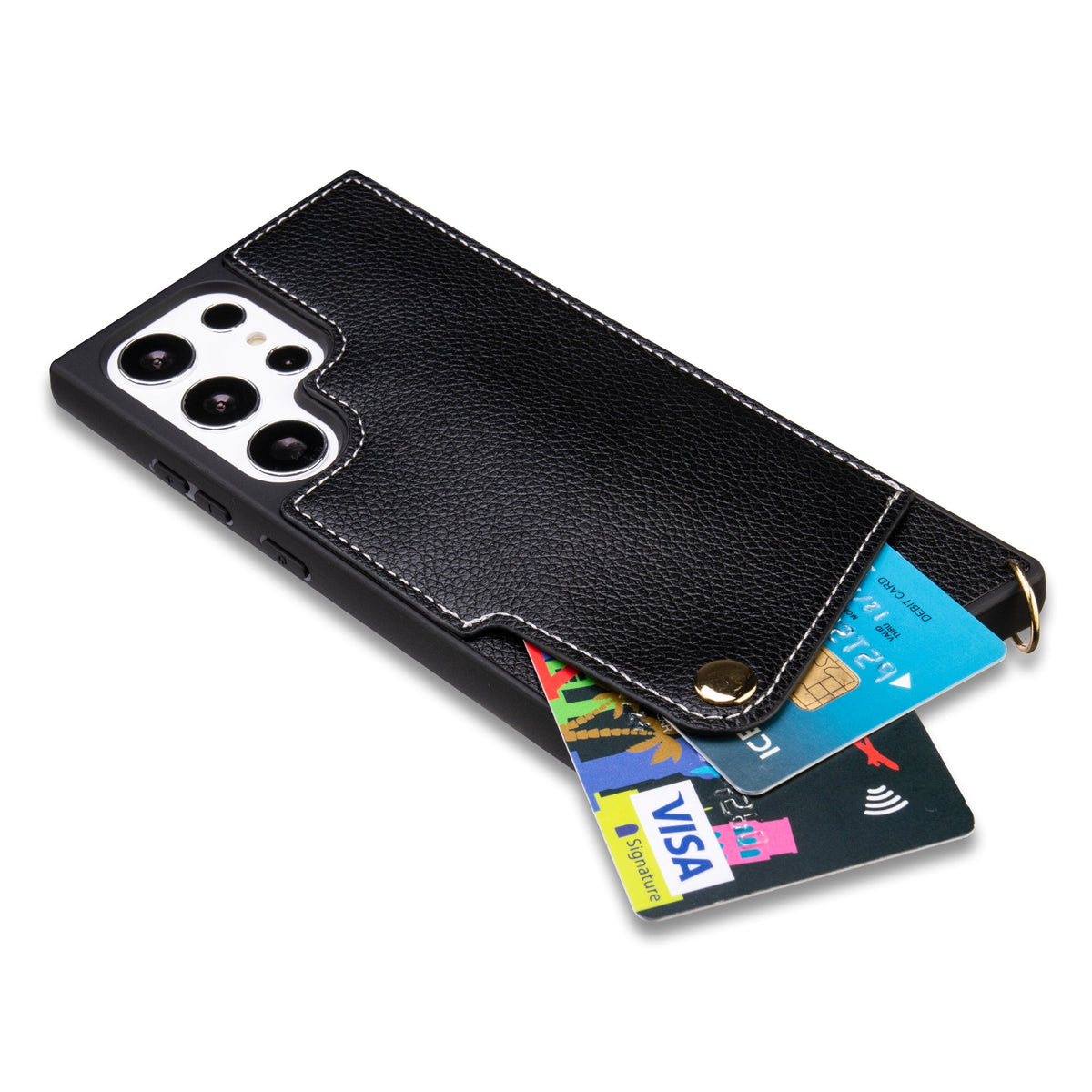 Samsung Galaxy S23 Ultra Hoesje - Zwart - Back Cover met Pols Bandje
