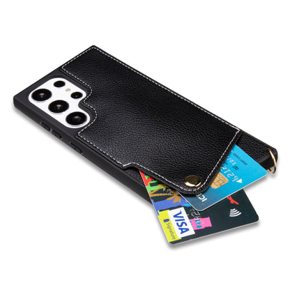 Samsung Galaxy S23 Ultra Hoesje - Zwart - Back Cover met Pols Bandje