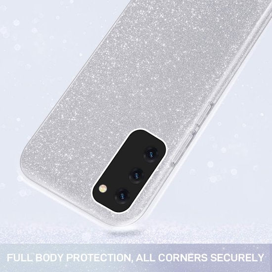 Samsung Galaxy A03 Hoesje - Zilver - Glitter Back Cover