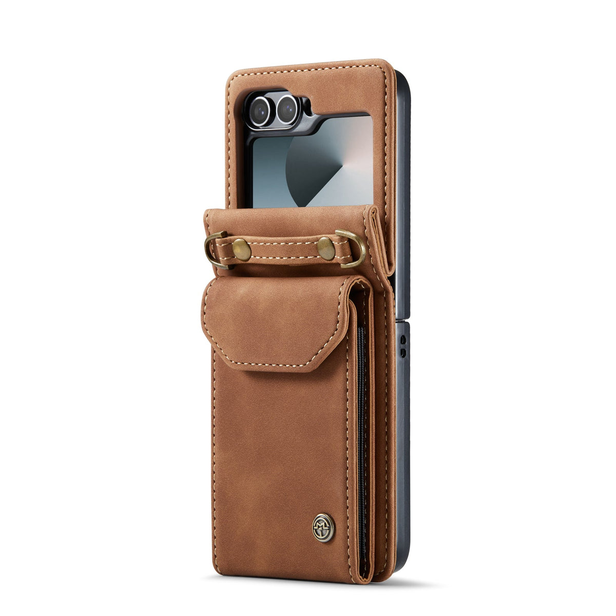 Samsung Galaxy Z Flip 7 FE Case - Sienna Brown - Wallet Case with Phone Strap