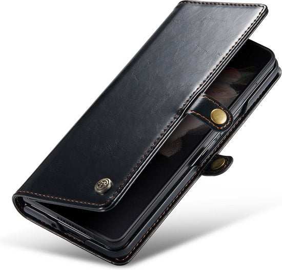 Samsung Galaxy Z Fold 4 Hoesje - Rustiek Charcoal Gray - Bookcase