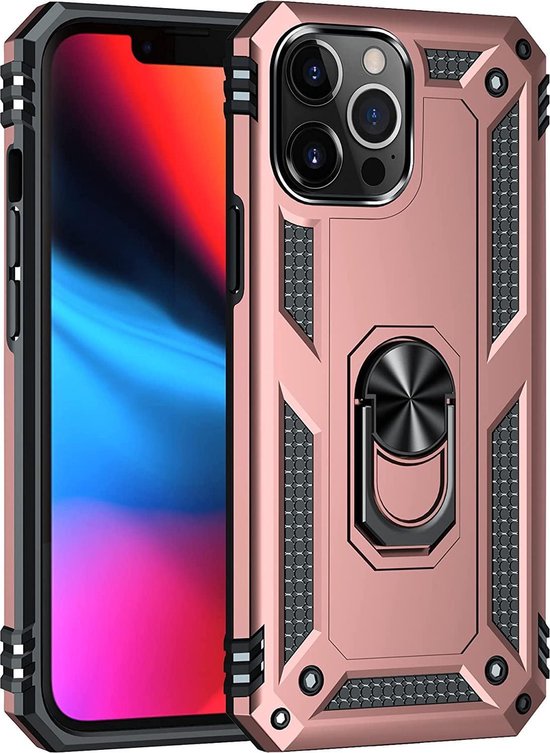 Apple iPhone 13 Pro Max Hoesje - Roségoud - Armor Kickstand Back Cover