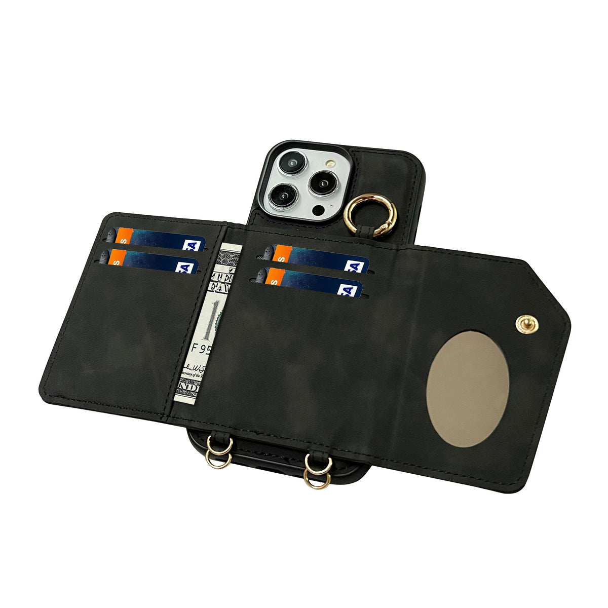Apple iPhone 14 Pro Hoesje - Charcoal Gray - Luxe MagSafe Bookcase met Telefoonkoord