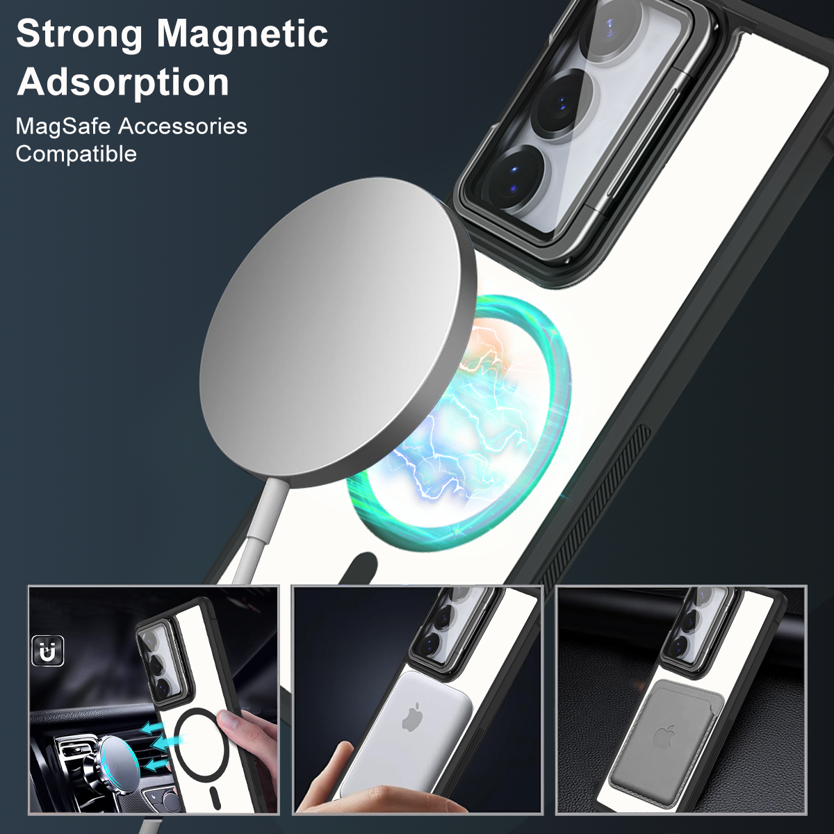 Samsung Galaxy S26 Plus Hoesje - Donker Blauw - MagSafe Back Cover met Camera Frame Kickstand