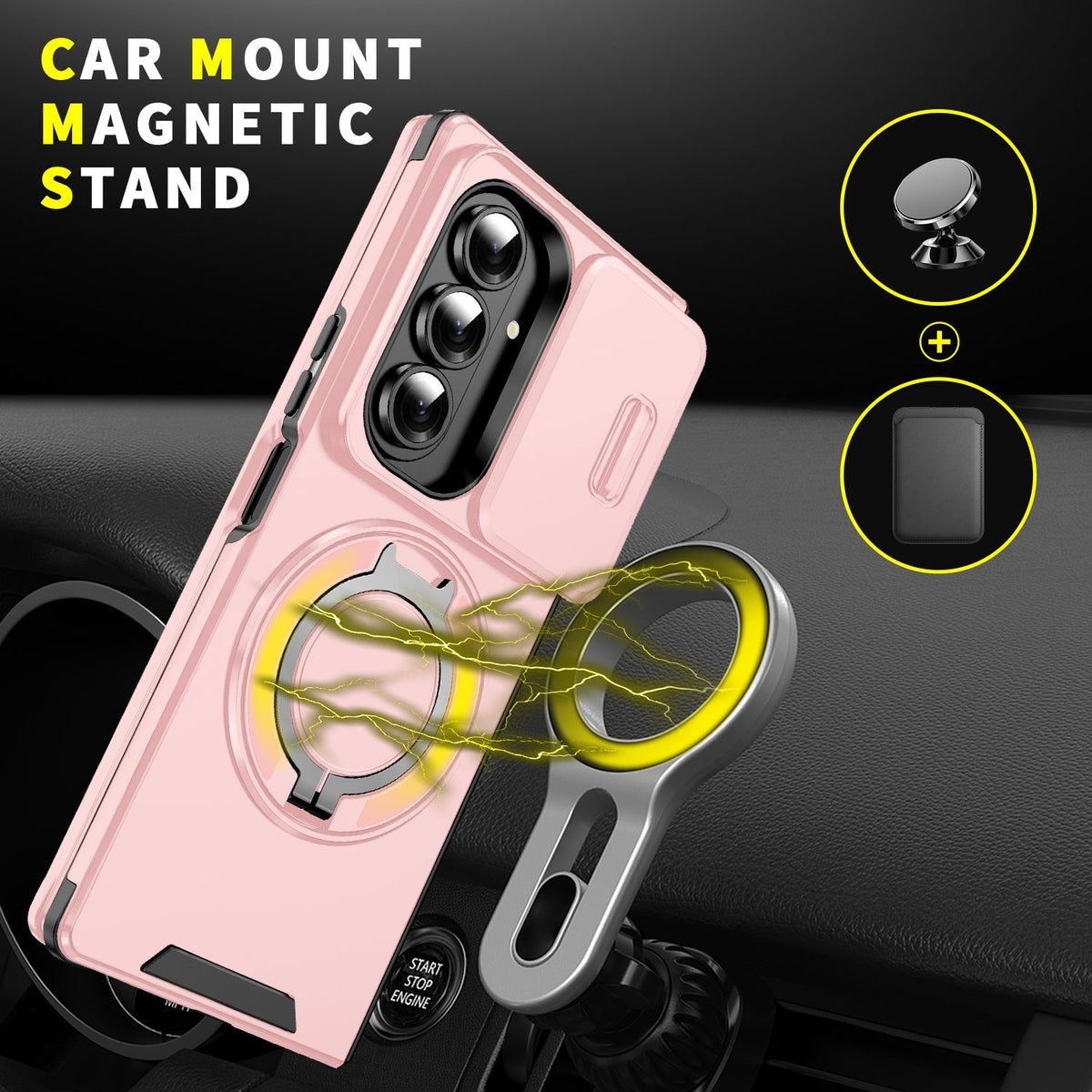 Samsung Galaxy Z Fold 7 Hoesje - Licht Roze - Kickstand Ring Back Cover
