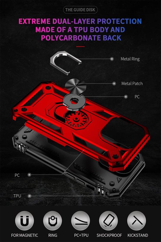 Apple iPhone 14 Pro Max Hülle - Rot - Armor-Ständer-Backcover