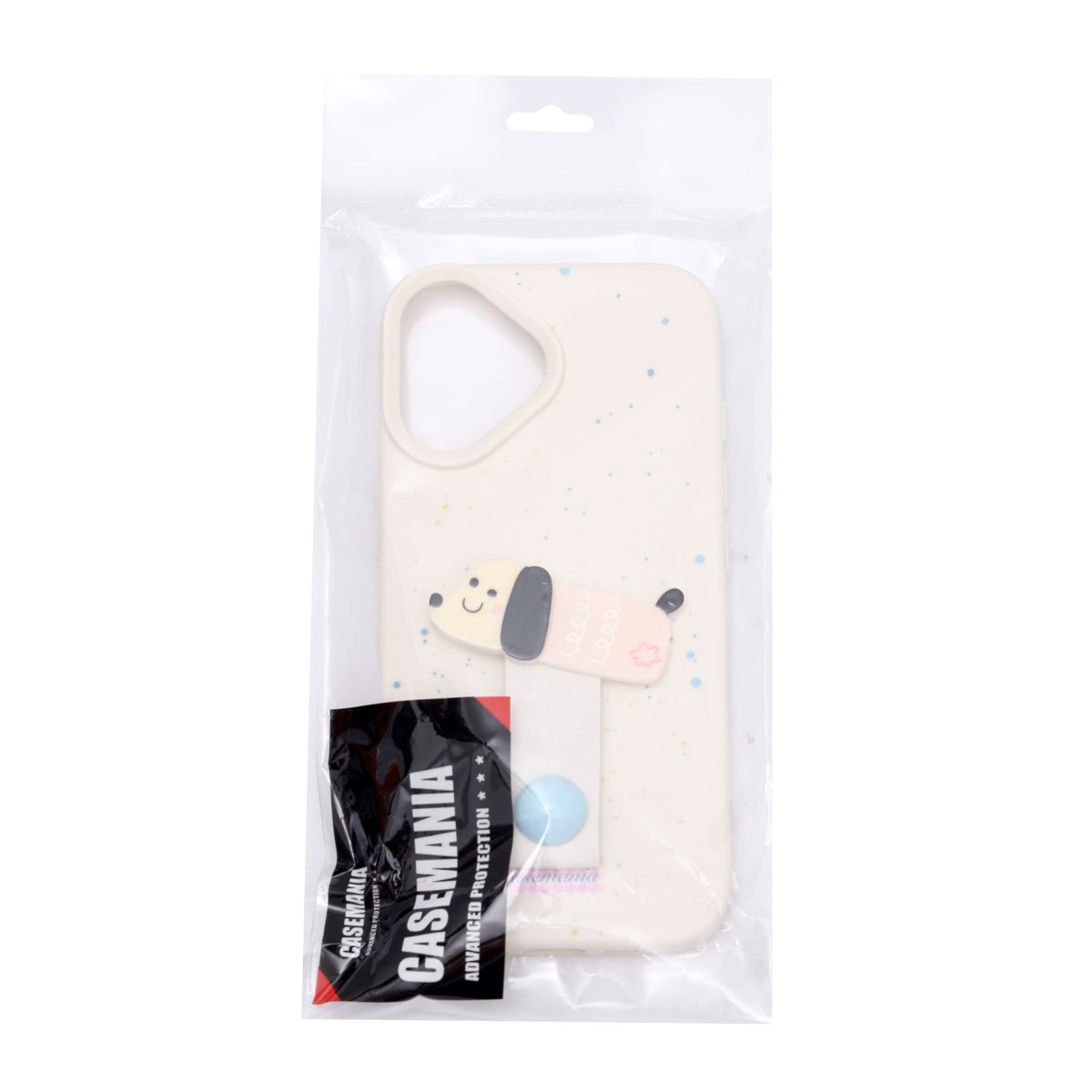 Apple iPhone 16 Hülle - Beige Welpe - Silikon Backcover mit Fingerhalter