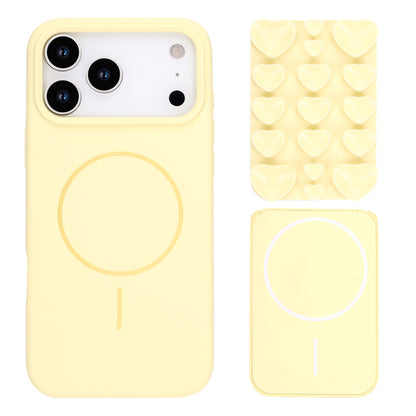 Apple iPhone 17 Pro Max Hoesje - Geel - Siliconen Back Cover met Afneembare Hartjes Zuignappen