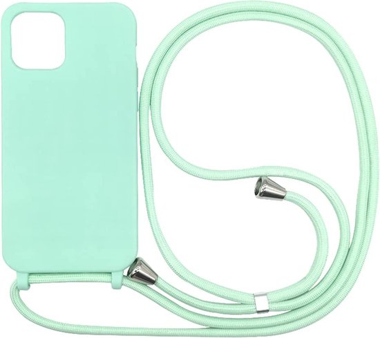 Apple iPhone 13 Pro Max Hoesje - Turquoise - Siliconen MagSafe Back Cover met Telefoonkoord
