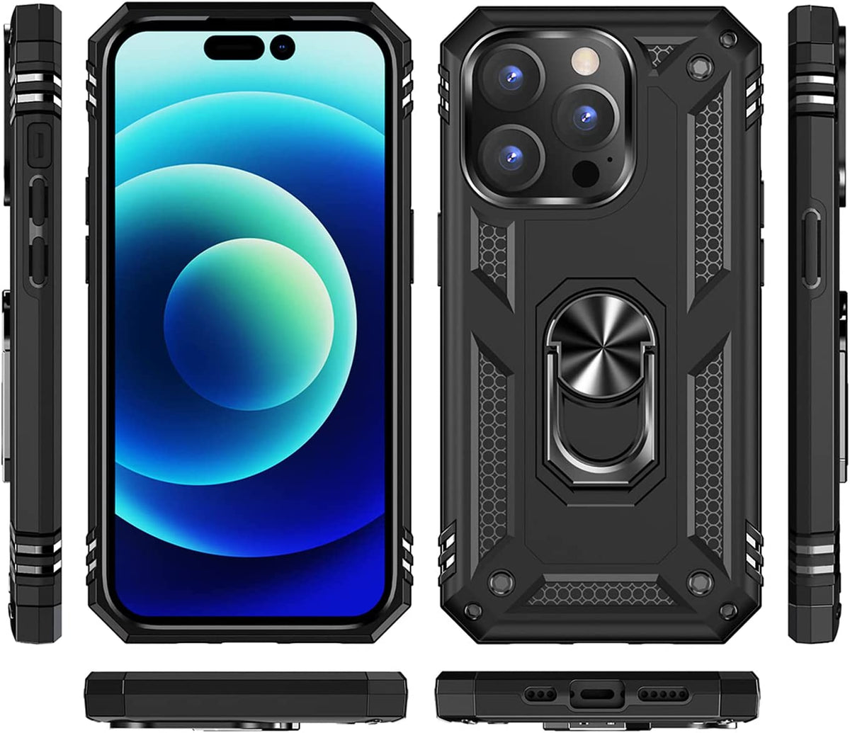 Apple iPhone 15 Pro Hoesje - Zwart - Armor Kickstand Back Cover
