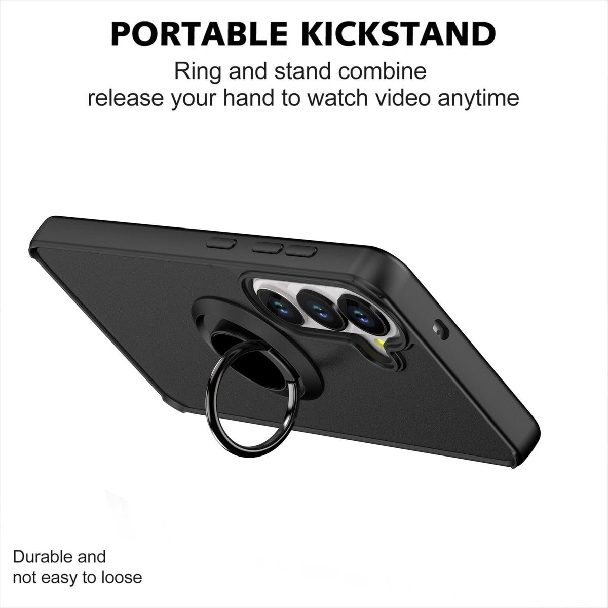 Samsung Galaxy A37 Hoesje - Zwart - Kickstand Ring Back Cover