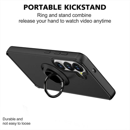 Samsung Galaxy S26 Hoesje - Zwart - Ring Stand Matte Armor Back Cover