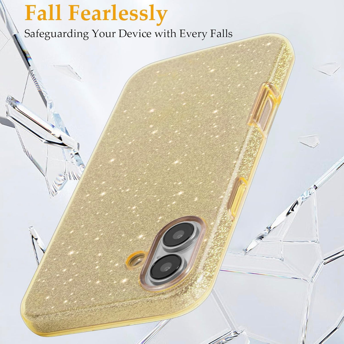 iPhone 16 Case - Gold - Glitter Back Cover