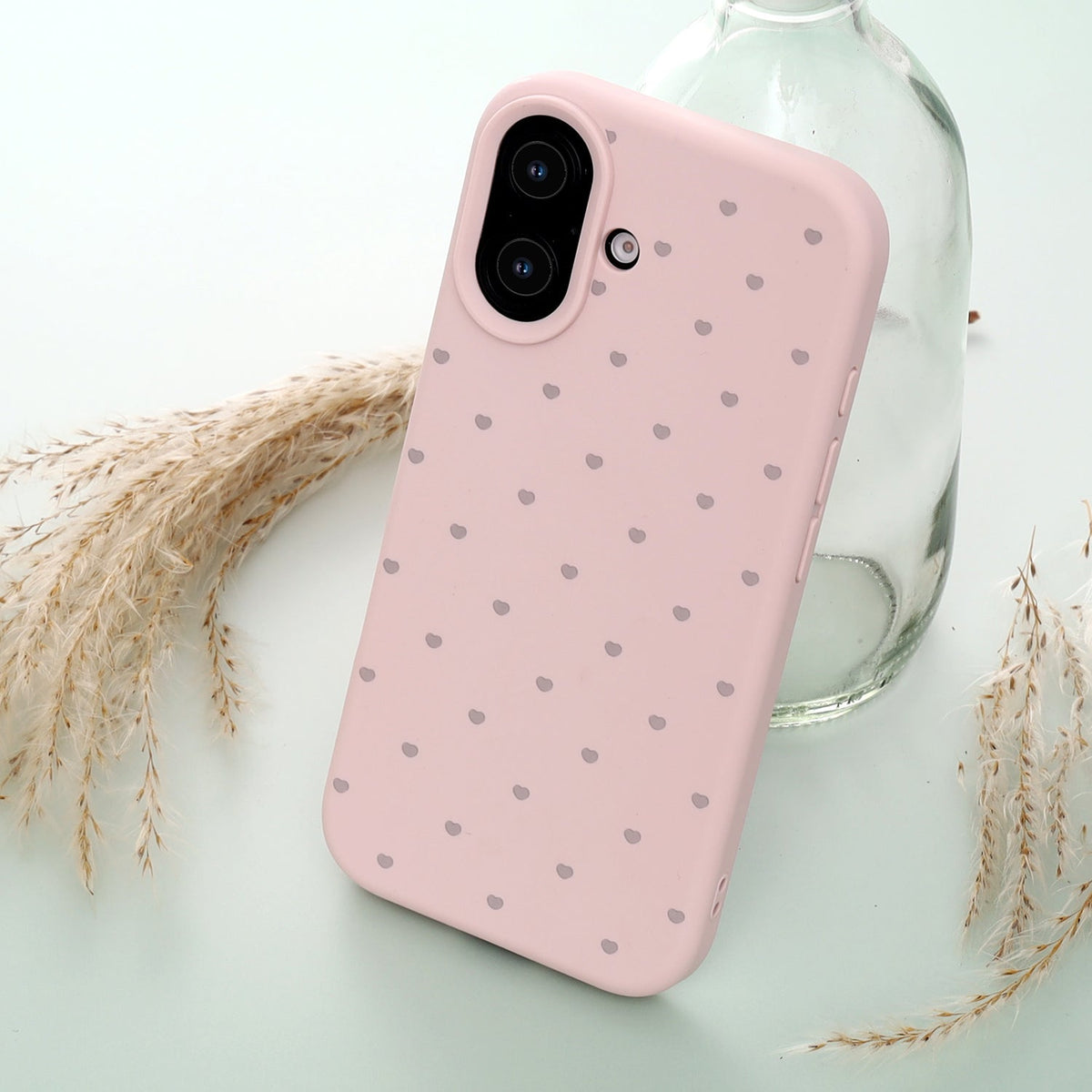 iPhone 16 Hoesje - Roze - Hartjes Back Cover
