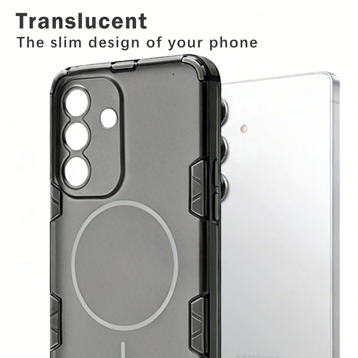 Coque Samsung Galaxy A57 - Transparent | Gris - Étui rigide mat dépoli avec couverture arrière MagSafe