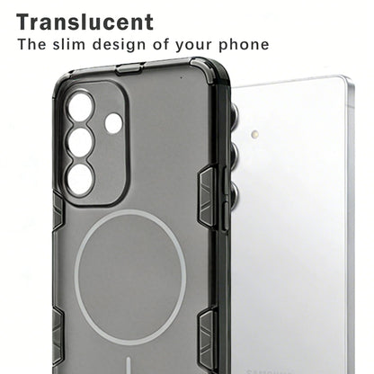 Coque Samsung Galaxy A57 - Transparent | Gris - Étui rigide mat dépoli avec couverture arrière MagSafe