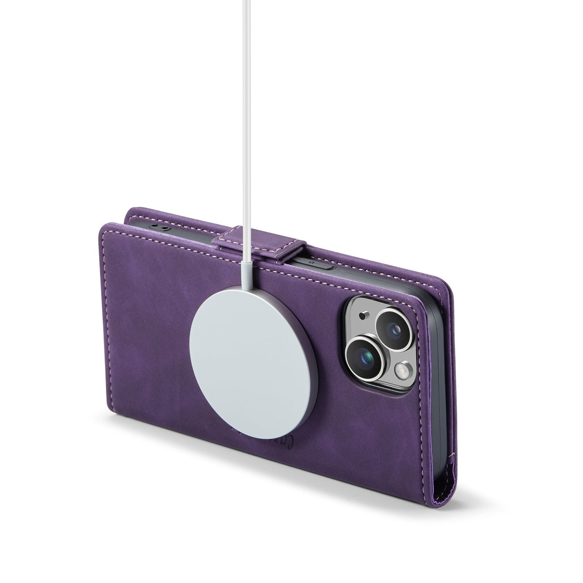 Apple iPhone 15 Plus Hülle - Dark Purple - Portemonnaie-MagSafe-Klapphülle mit Kartenfach