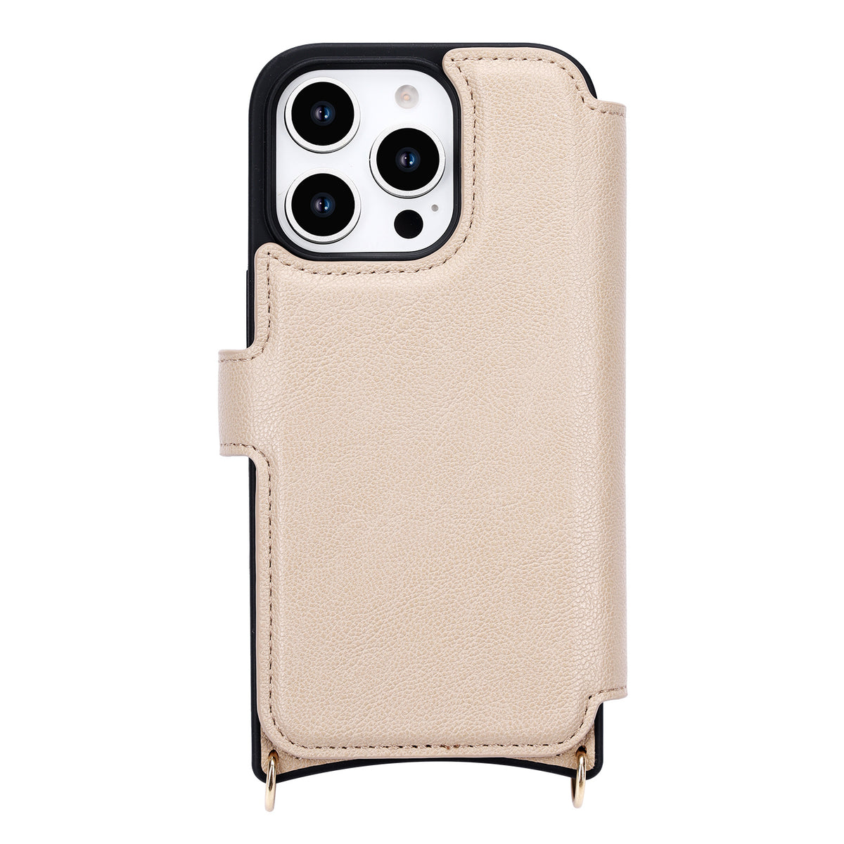 Apple iPhone 16 Pro Hoesje - Beige - 'Amsterdam' Magnetische Wallet Case met Pasjeshouders en