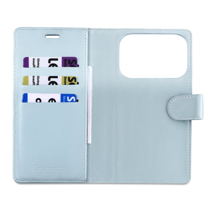 Apple iPhone 17 Pro Hoesje - Baby Blue - 2 in 1 Velvet Bookcase