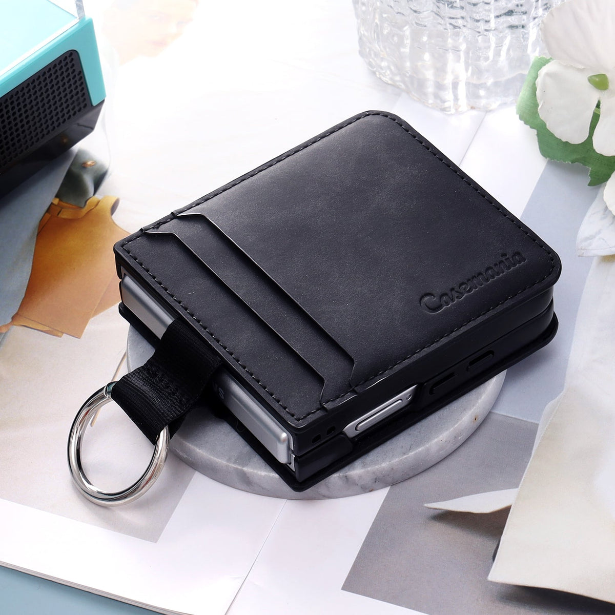 Samsung Galaxy Z Flip 7 Case - Charcoal Gray - Ring Kickstand Back Cover