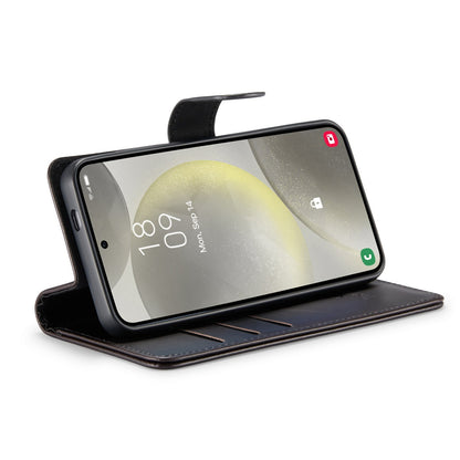 Samsung Galaxy S24 Hoesje - Charcoal Gray - Echt Leren 2 in 1 Bookcase