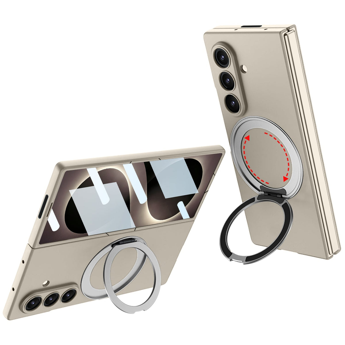 Samsung Galaxy Z Fold8 Ultra Hoesje - Goud - Ringhouder Magsafe Cover met Ingebouwde Screenprotector