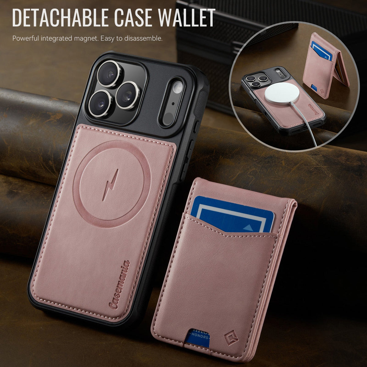 Apple iPhone 17 Pro Max Hoesje - Pale Pink - MagSafe Back Cover met Pasjeshouder