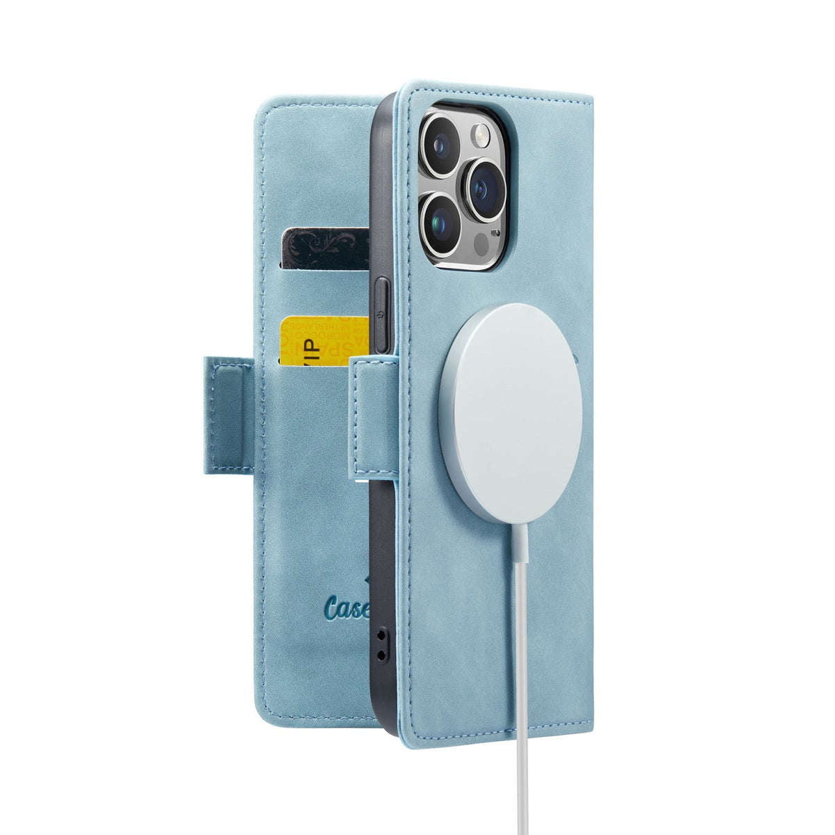 Apple iPhone 15 Pro Max Hoesje - Aqua Blue - Portemonnee MagSafe Bookcase