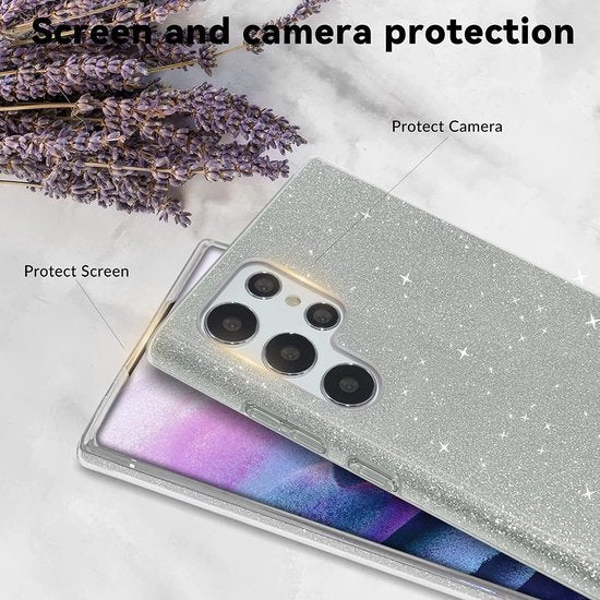 Samsung Galaxy S24 Ultra Case - Silver - Glitter Back Cover
