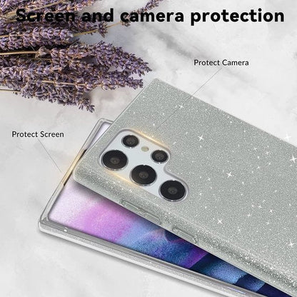 Samsung Galaxy S23 Ultra Case - Silver - Glitter Back Cover